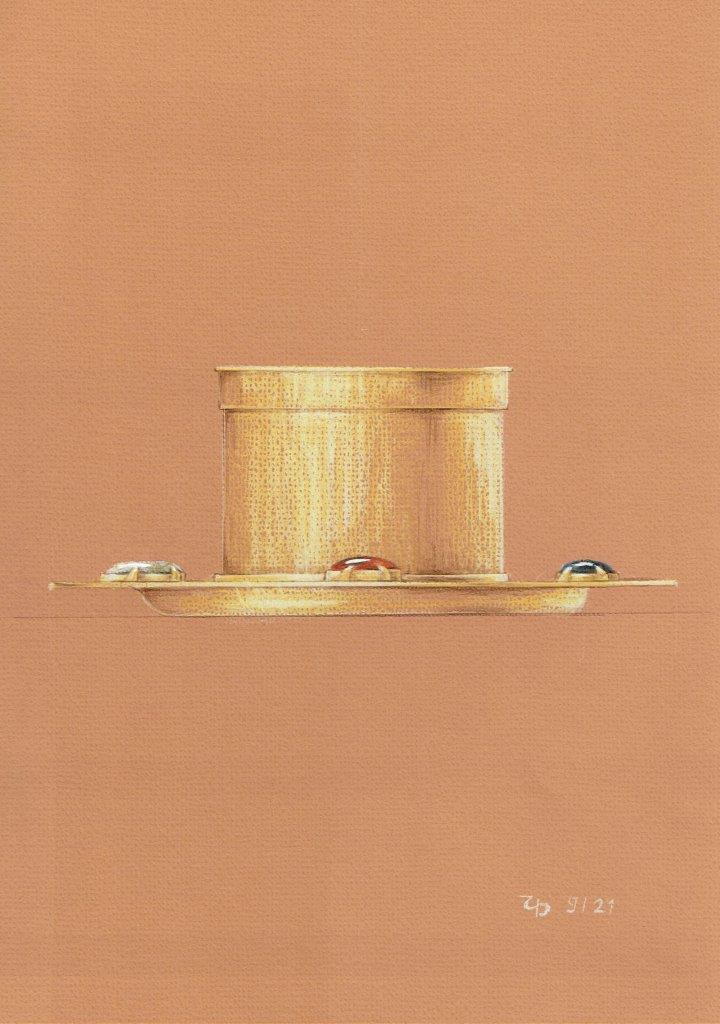 Ölgefäß-3-teilig mit Wappengravur