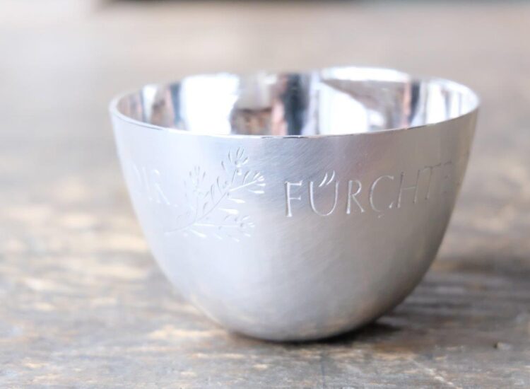 Taufbecher, Tombak, versilbert