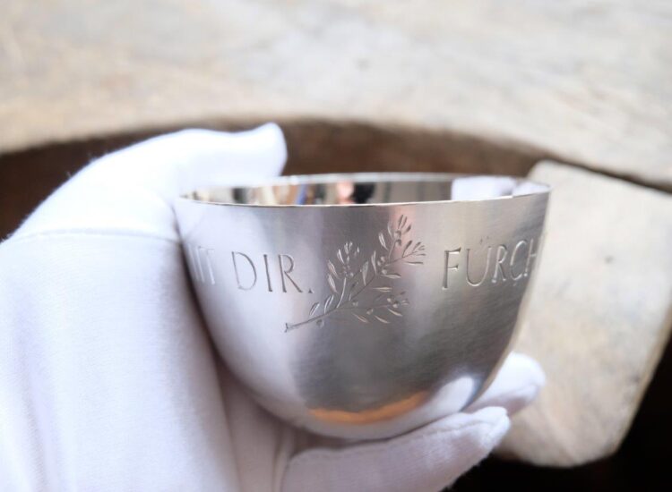 Taufbecher, Tombak, versilbert