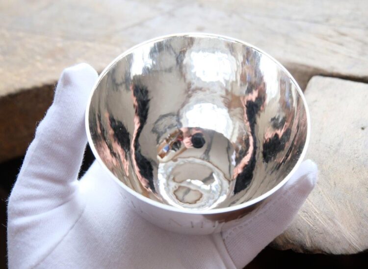 Taufbecher, Tombak, versilbert